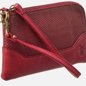 Frye Shiloh Leather wristlet red NWT